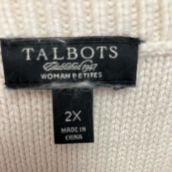 Talbots Sweater Women’s Plus 2X Petite 10%‎ Angora Cream Cozy Cable Knit - Picture 7 of 9